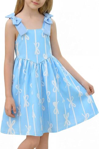 Summer Dresses for Girls Cami Dress Floral Print Kids Cute Casual Ruched Flowy Sundress Party Beach Holiday 4-12Y in Saudi Arabia