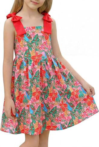 Summer Dresses for Girls Cami Dress Floral Print Kids Cute Casual Ruched Flowy Sundress Party Beach Holiday 4-12Y in Saudi Arabia