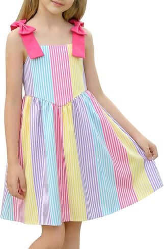 Summer Dresses for Girls Cami Dress Floral Print Kids Cute Casual Ruched Flowy Sundress Party Beach Holiday 4-12Y in Saudi Arabia