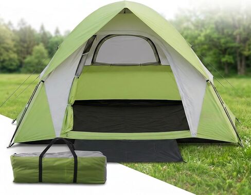 Tent 6 Person Dome Camping Tent, Double Layer Waterproof, Removable Rain Fly, for Outdoor Hiking, Fishing (6 People Blue) in Saudi Arabia