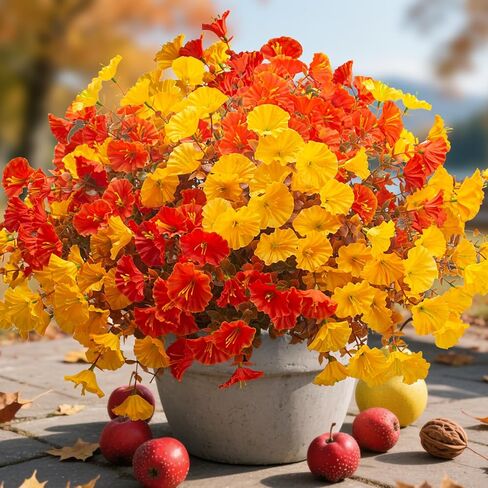 Grunyia Artificial Morning Glory Flowers, 12 Bundles UV Resistant Fake Outdoor Flowers, Faux Plastic Plants for Porch, Window Box, Patio, Garden and Yard Decoration(Mix1) in Saudi Arabia