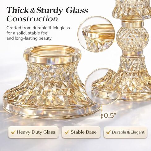 A Set of 4 Golden Glass conical candlesticks for Center Decoration on the Dining Table, for Weddings, Parties, Thanksgiving, and Christmas. in Kuwait