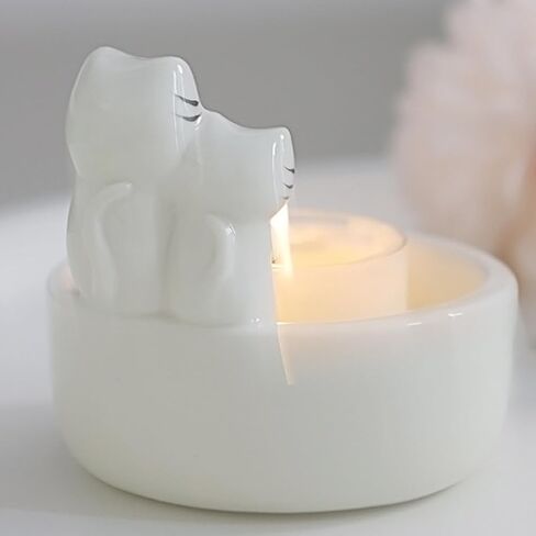 Cartoon Kitten Candle Holder, Handmade Ceramic Candlestick,Cartoon Kitty Warming Its Paws Cute Light Holder, Gift for Girl Women, Cat Lover Choice(Size:Couple Kitten) in Saudi Arabia