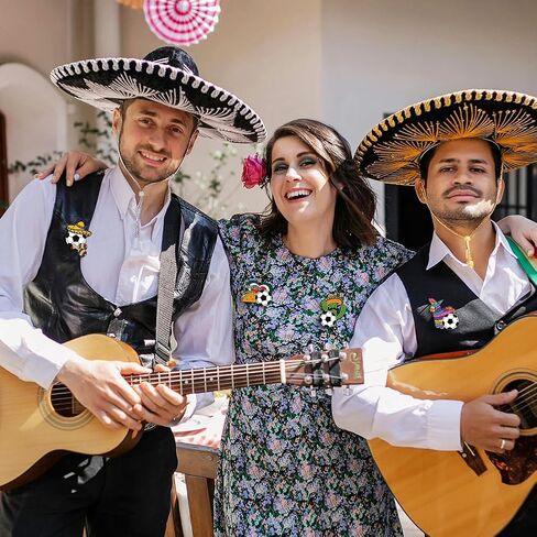 4 Pcs Mexican Soccer Brooch Pin Set,Mexican Fiesta Cactus Pinata Taco Sombrero with Football Enamel Pins World Cup Soccer Fans Gifts Backpack Badges for Mexican Party Favors Women Man Accessories in Kuwait