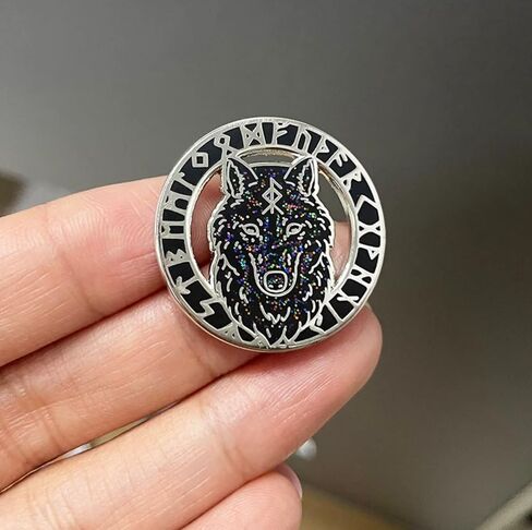 Fenrir Wolf Celtic Norse Viking Rune Runic Symbols God Odin Ragnarok 1.1" Enamel Pin in Kuwait