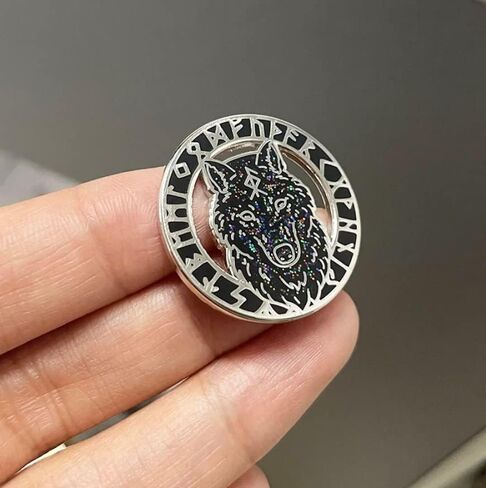 Fenrir Wolf Celtic Norse Viking Rune Runic Symbols God Odin Ragnarok 1.1" Enamel Pin in Kuwait