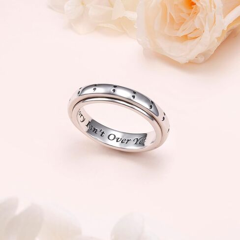 DAOCHONG Semicolon Love Heart Anxiety Relieve Spinner Rings My Story Isn't Over Yet Semicolon Fidget Ring Sterling Silver ADHD Stress Relieving Ring for Women Men in Kuwait