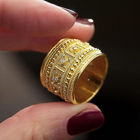 Fashion Wide Rings for Women Modern luxury Party Daily Wear Jewelry with Cubic Zirconia in Kuwait