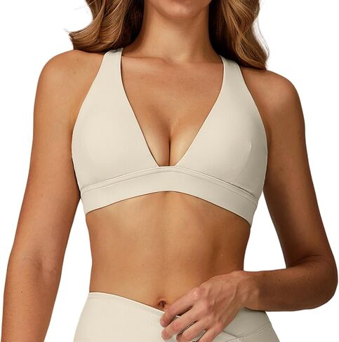 حمالة صدر SEAUR Deep V للنساء حمالة صدر رياضية مثلثة مع وسادات متقاطعة من الخلف، تغطية منخفضة، ملابس يوجا يومية in Kuwait