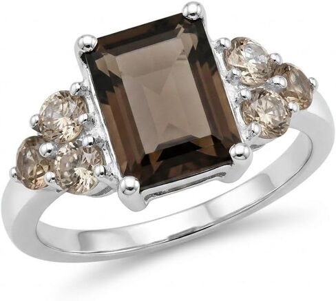 Genuine 4ct Smoky Topaz 925 Solid Sterling Silver Ring Size 5, 6, 7, 8, 9 in Saudi Arabia