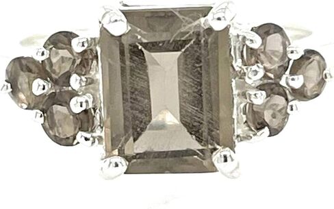 Genuine 4ct Smoky Topaz 925 Solid Sterling Silver Ring Size 5, 6, 7, 8, 9 in Saudi Arabia