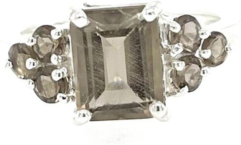Genuine 4ct Smoky Topaz 925 Solid Sterling Silver Ring Size 5, 6, 7, 8, 9 in Saudi Arabia