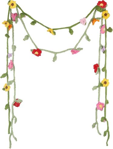 2 Pcs Crochet Flowers Hanging Plant Daisy Sunflower for Accessories Car Flower Arrangement Artifical Sunflower and Wildflowers Crochet Flower for Women Girls Birthday Christmas Party Home in Saudi Arabia