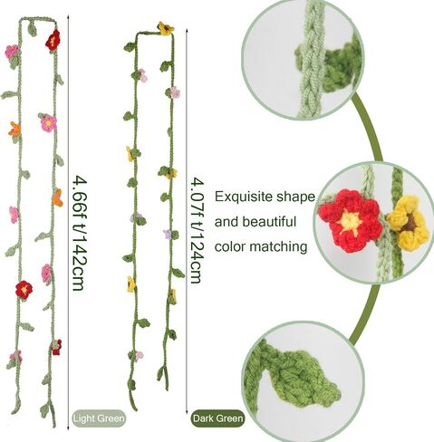 2 Pcs Crochet Flowers Hanging Plant Daisy Sunflower for Accessories Car Flower Arrangement Artifical Sunflower and Wildflowers Crochet Flower for Women Girls Birthday Christmas Party Home in Saudi Arabia