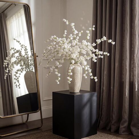 6 Pcs Artificial Blossom Long Stems, 43" Faux Silk Flower Branches for Tall Vase, Fake Cherry Blossom Branches for Home Wedding Table Centerpiece DIY Floral Bouquet Arrangement Decor(White) in Kuwait