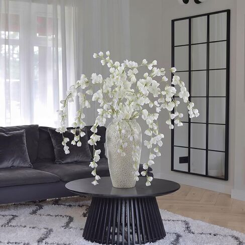 6 Pcs Artificial Blossom Long Stems, 43" Faux Silk Flower Branches for Tall Vase, Fake Cherry Blossom Branches for Home Wedding Table Centerpiece DIY Floral Bouquet Arrangement Decor(White) in Kuwait