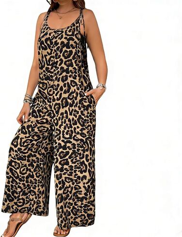 Womens Casual Boho Spaghetti Strap One Piece Jumpsuit, Wide Leg Loose Fit Romper for Beach Vacation Party in Saudi Arabia