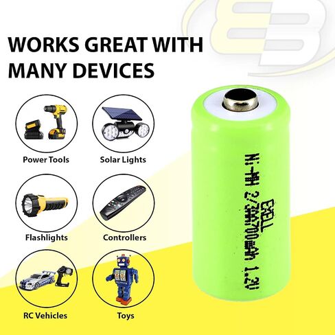 Exell Battery 10PACK 2/3AA NiMH 700mAh 1.2V Button top Rechargeable Battery for Dust Busters, Lascar EL-USB-1-PRO Industrial USB Temperature Data Logger in Kuwait
