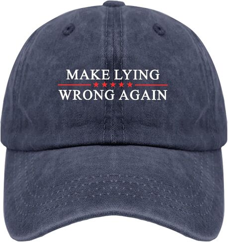 Make Lying Wrong Again Hat for Womens Baseball Caps Low Profile Washed Ball Cap Fitted Navy Blue in Kuwait