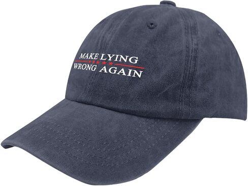 Make Lying Wrong Again Hat for Womens Baseball Caps Low Profile Washed Ball Cap Fitted Navy Blue in Kuwait
