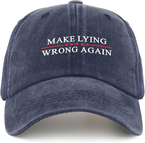 Make Lying Wrong Again Hat for Womens Baseball Caps Low Profile Washed Ball Cap Fitted Navy Blue in Kuwait