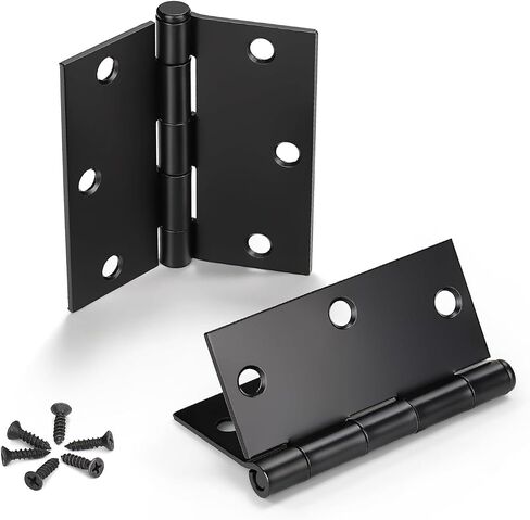KNOBWELL 3 Pack Matte Black Door Hinges Interior Door Hinges, 3.5 Inch X 3.5 Inch Hinge with Square Corners, No Squeak in Kuwait