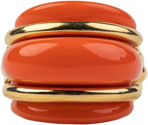 Coral & Gold Double Ribbed Ring by Kenneth Jay Lane in Kuwait