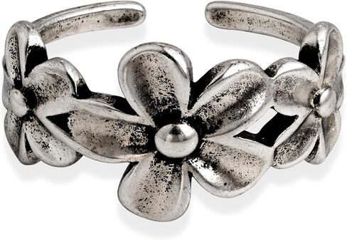 Vintage 925 Silver Flower Open Band Ring Boho Statement Adjustable Rings for Women in Saudi Arabia