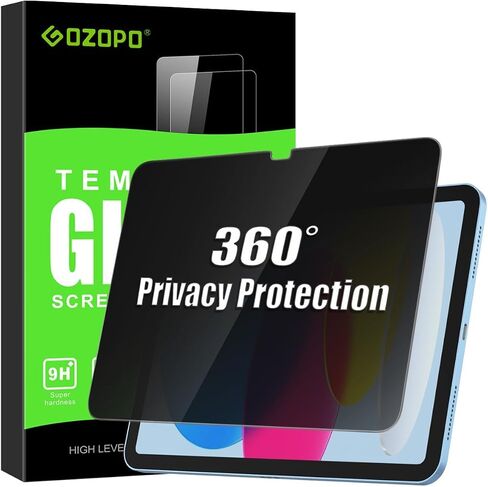 360° Privacy Screen Protector for iPad A16 11th /10th Generation 10.9" (2025/2022) - Tempered Glass, Anti-Spy Private Filter & Blue Light, Bubble-Free, Face ID & Apple Pencil Compatible in Kuwait