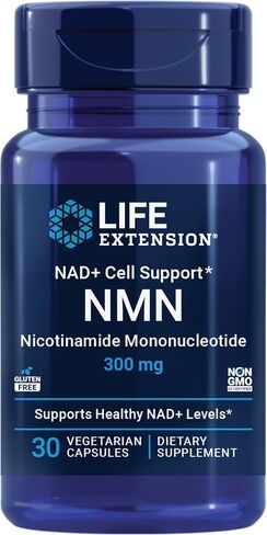Life Extension NAD+ Cell Support NMN, Healthy Aging, Energy Support, nicotinamide mononucleotide, NAD+, 300 mg, Gluten Free, Non-GMO, Vegetarian, 30 Capsules in Saudi Arabia