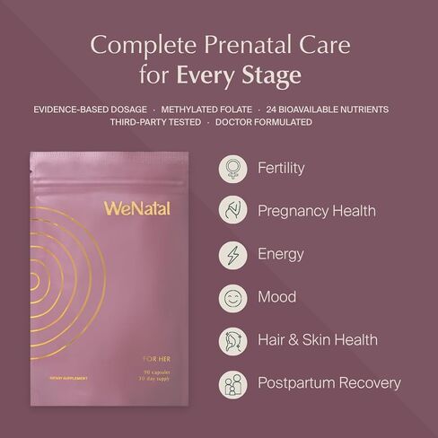 WeNatal for Her Prenatal Vitamins – Clinically Studied by Citruslabs – HSA/FSA Pre-Approved – Folate, Choline, DHA, Magnesium & Vitamin D3 – Non-GMO for Fertility & Pregnancy, 90 Capsules in Saudi Arabia