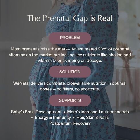 WeNatal for Her Prenatal Vitamins – Clinically Studied by Citruslabs – HSA/FSA Pre-Approved – Folate, Choline, DHA, Magnesium & Vitamin D3 – Non-GMO for Fertility & Pregnancy, 90 Capsules in Saudi Arabia
