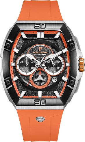 PC PARAS CROWN Mens Watches Luxury Tonneau Watch for Men Quartz Japanese Movement Waterproof Luminous Sport Red Dress Watch, Gifts for Men in Saudi Arabia