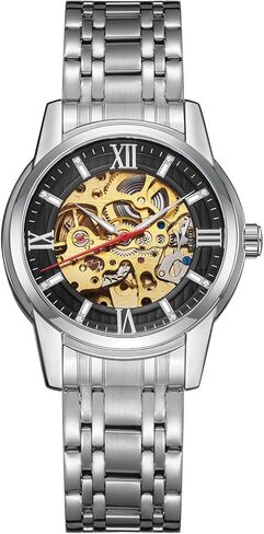 Kenneth Scott Men’s Mechanical Casual Watch | Black Dial, Silver Case & Strap, 41mm-K22311-SBSB in Saudi Arabia