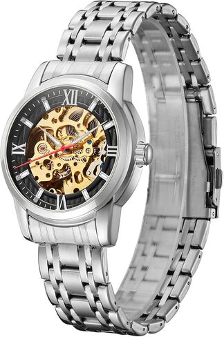 Kenneth Scott Men’s Mechanical Casual Watch | Black Dial, Silver Case & Strap, 41mm-K22311-SBSB in Saudi Arabia