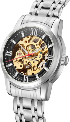 Kenneth Scott Men’s Mechanical Casual Watch | Black Dial, Silver Case & Strap, 41mm-K22311-SBSB in Saudi Arabia