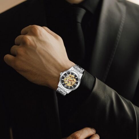 Kenneth Scott Men’s Mechanical Casual Watch | Black Dial, Silver Case & Strap, 41mm-K22311-SBSB in Saudi Arabia