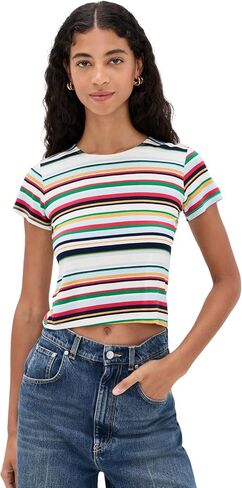 LE BOP Women's Eloise Striped Crop Tee in Saudi Arabia