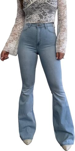 Willow Boutique Fiona High Waisted Bell Bottom Flare Jeans - Light Wash in Saudi Arabia