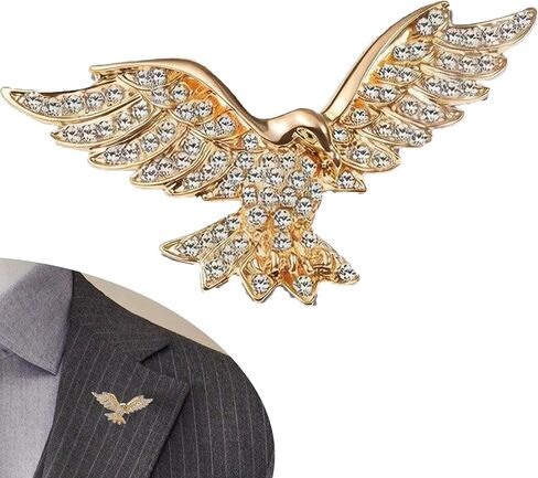 Rhinestone Eagle Lapel Pin, Fashion Winged Eagle Suit Brooch, Versatile Dress Pin Accessory for Blazer, Coat & Formal Outfits in Saudi Arabia