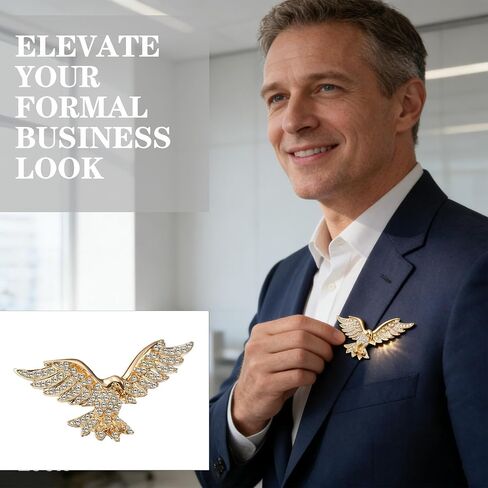 Rhinestone Eagle Lapel Pin, Fashion Winged Eagle Suit Brooch, Versatile Dress Pin Accessory for Blazer, Coat & Formal Outfits in Saudi Arabia