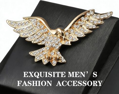 Rhinestone Eagle Lapel Pin, Fashion Winged Eagle Suit Brooch, Versatile Dress Pin Accessory for Blazer, Coat & Formal Outfits in Saudi Arabia