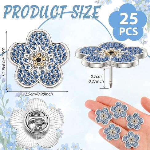 Kenning Forget Me Not Flower Lapel Pins, Bulk Blue Flower Rhinestone Memorial Brooches Celebration Life and Funeral Favors Gift for Women, Jewelry for Clothing Bags Hats Decoration in Kuwait