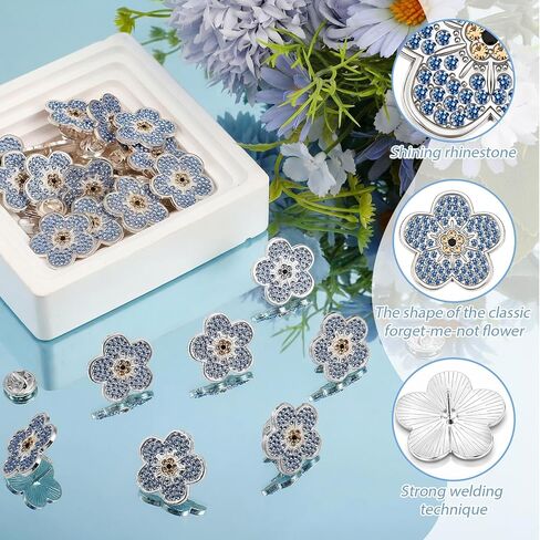 Kenning Forget Me Not Flower Lapel Pins, Bulk Blue Flower Rhinestone Memorial Brooches Celebration Life and Funeral Favors Gift for Women, Jewelry for Clothing Bags Hats Decoration in Kuwait