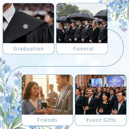 Kenning Forget Me Not Flower Lapel Pins, Bulk Blue Flower Rhinestone Memorial Brooches Celebration Life and Funeral Favors Gift for Women, Jewelry for Clothing Bags Hats Decoration in Kuwait