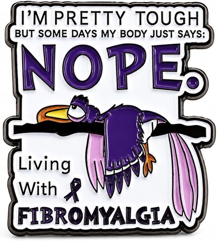Fibromyalgia Nope Bird Enamel Pin, Funny Chronic Pain Lapel Brooch | 1 Metal enamel fibromyalgia bird pin for jackets, backpacks and totes; a funny, supportive chronic pain gift. in Saudi Arabia