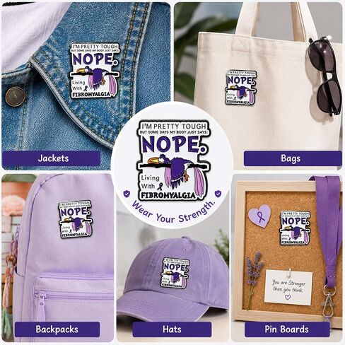 Fibromyalgia Nope Bird Enamel Pin, Funny Chronic Pain Lapel Brooch | 1 Metal enamel fibromyalgia bird pin for jackets, backpacks and totes; a funny, supportive chronic pain gift. in Saudi Arabia