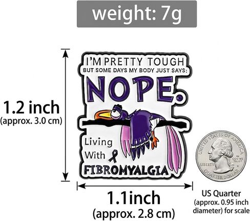 Fibromyalgia Nope Bird Enamel Pin, Funny Chronic Pain Lapel Brooch | 1 Metal enamel fibromyalgia bird pin for jackets, backpacks and totes; a funny, supportive chronic pain gift. in Saudi Arabia