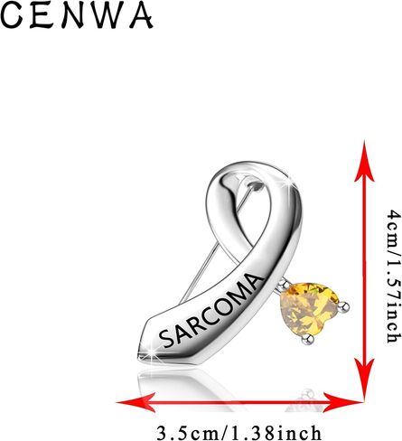 CENWA ساركوما شريط الوعي الأصفر بروش دبوس الوعي ساركوما السرطان الناجي هدية in Kuwait