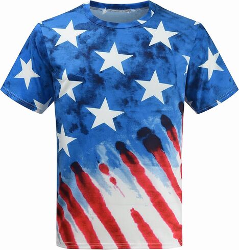 DDSOL Mens American Flag Shirt 4th of July Short Sleeve T-Shirt 3D Graphic USA Flag Eagle Stars Stripes Patriotic Tee Top in Kuwait